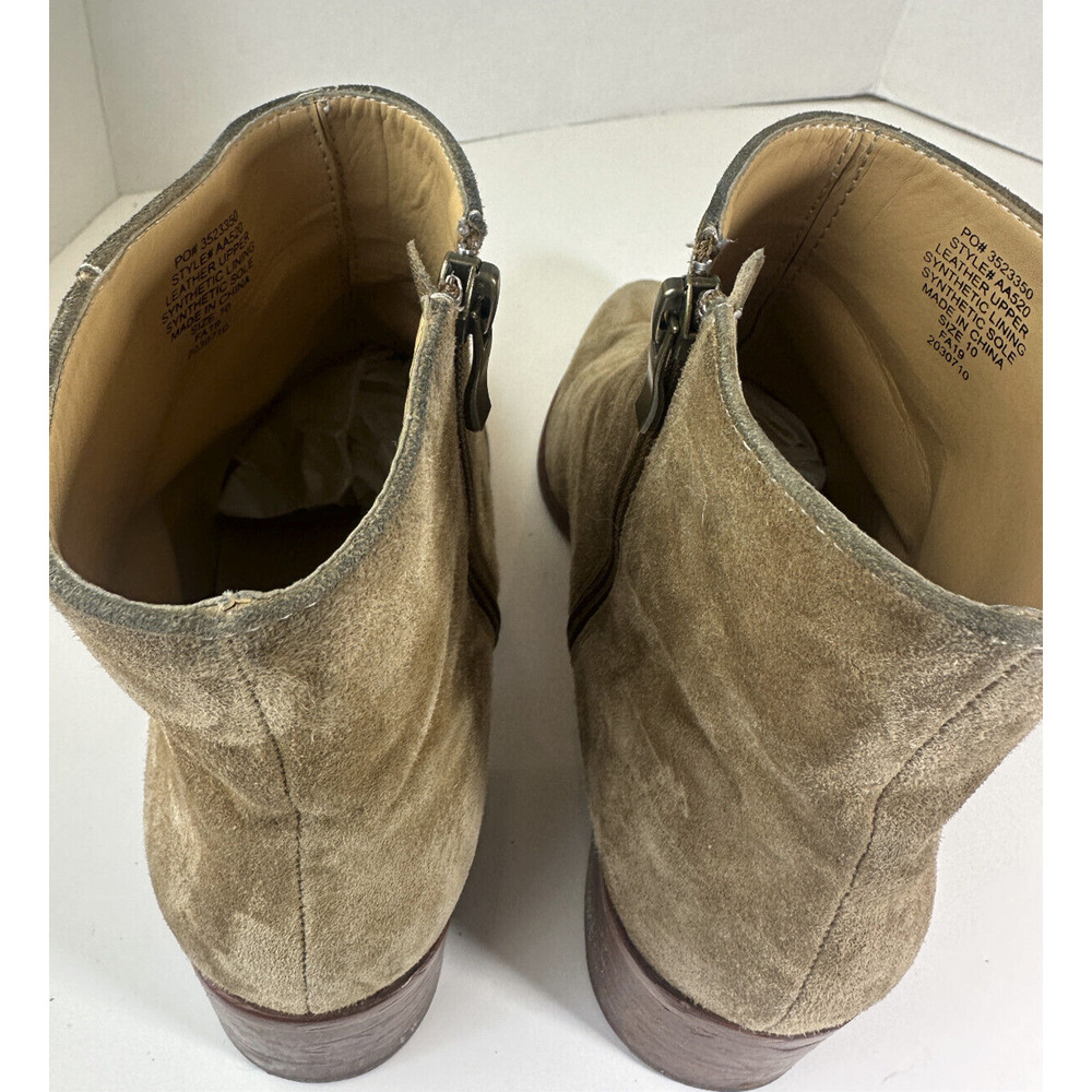 J. Crew Walker Suede Tan Booties Side Zip Ankle Boots AA520 Women's Shoe Size 10 - Picture 6 of 11